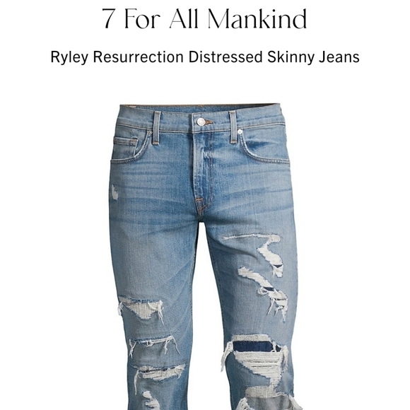 NWOT 7FOR ALL MANKIND RYLEY DISTRESSED JEAN/ITALIAN FABRIC/SOLD OUT ONLINE - Picture 9 of 16